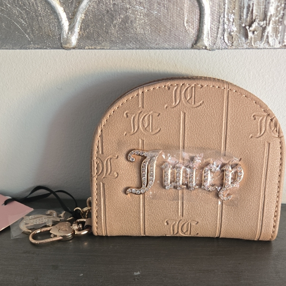 Juicy Couture Tan Coin Pouch with Gold Accents